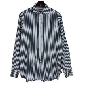 Malo Mens XL Gray Blue Stripe Dress Shirt